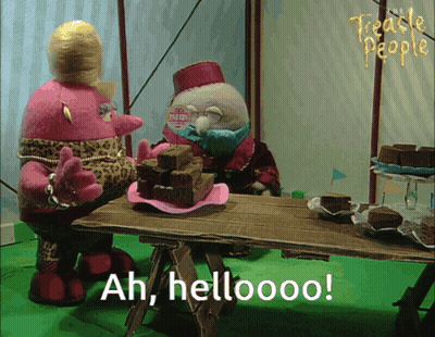 Two Stuffed Animals Saying Ah Hellooo GIF
