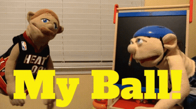 Two Stuffed Animals Saying My Ball GIF