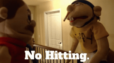 Two Stuffed Animals Saying No Hitting GIF