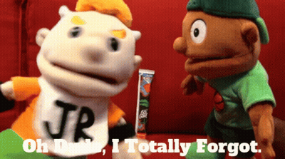 Two Stuffed Animals Saying Oh Dude I Totally Forgot GIF