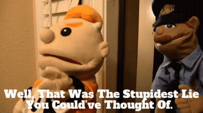 Two Stuffed Animals Saying That Was The Stupidest Lie GIF