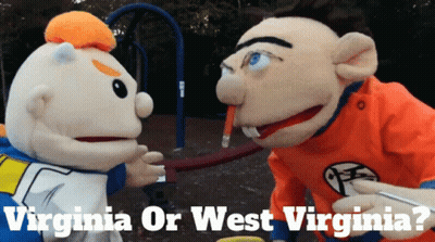 Two Stuffed Animals With Virginia Or West Virginia GIF