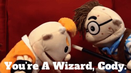 Two Stuffed Animals With Words You're A Wizard Cody GIF