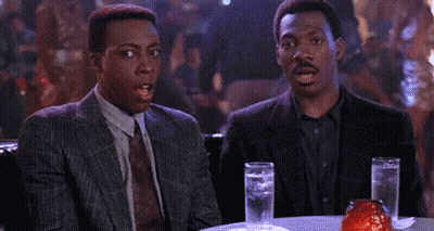 Two Surprised Men With Water Glasses GIF