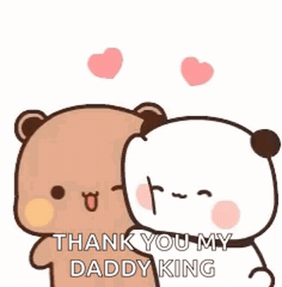 Two Teddy Bears Are Hugging Each Other And Saying Thank You My Daddy King . GIF