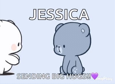 Two Teddy Bears Are Hugging Each Other With The Words Jessica Sending Big Hugs ! GIF