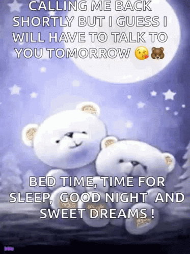 Two Teddy Bears Are Sitting Next To Each Other In Front Of A Full Moon .. GIF