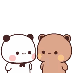 Two Teddy Bears Are Standing Next To Each Other And They Are Hugging Each Other And Saying Yes . Sticker