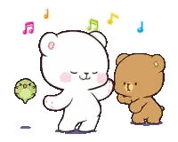 Dos ositos de peluche bailando mientras rana mira Sticker