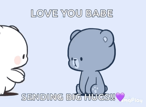 Two Teddy Bears Hugging Each Other With The Words Love You Babe Sending Big Hugs . GIF