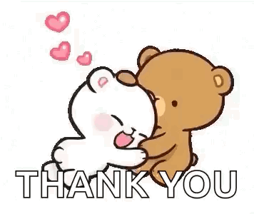 Two Teddy Bears Hugging Each Other With The Words `` Thank You '' . GIF