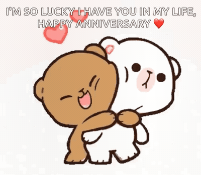Two Teddy Bears Hugging I'm So Lucky GIF