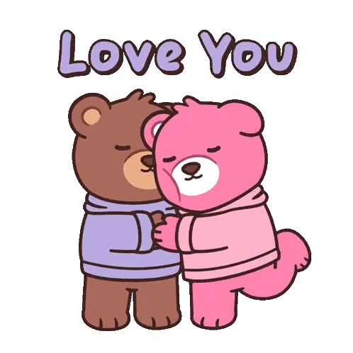 Two Teddy Bears Hugging Love You Sticker