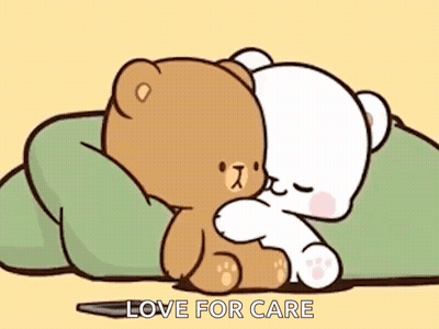Two Teddy Bears Hugging On Pillow GIF