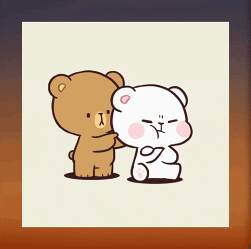 Two Teddy Bears Hugging One Looks Angry GIF