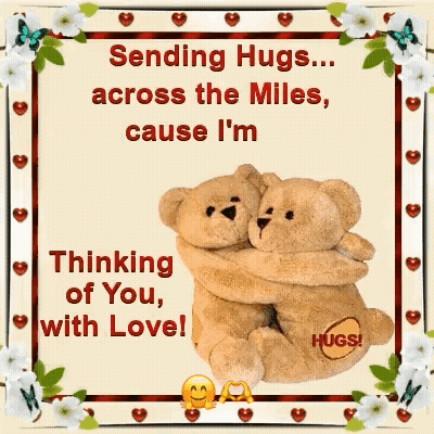 Two Teddy Bears Hugging Sending Hugs Across The Miles GIF