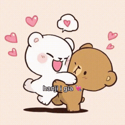Two Teddy Bears Hugging With Hanji I Gia