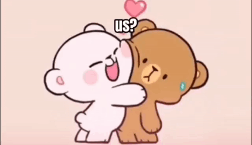 Two Teddy Bears Hugging With Heart GIF