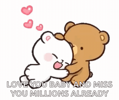 Two Teddy Bears Hugging With Hearts GIF