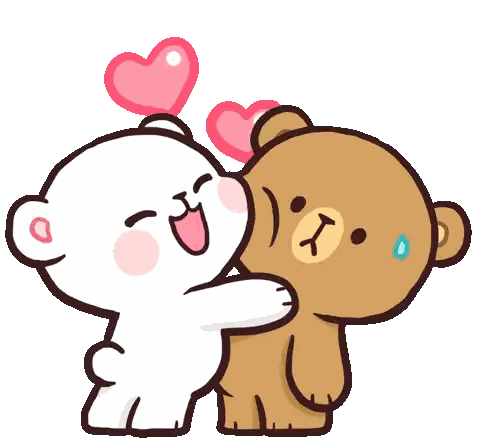 Two Teddy Bears Hugging With Hearts Sticker