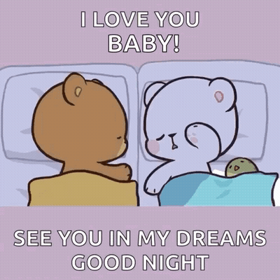 Two Teddy Bears In Bed Saying I Love You Baby GIF
