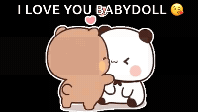 Two Teddy Bears Kissing Saying I Love You Babydoll GIF