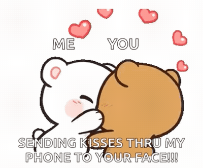 Two Teddy Bears Kissing Sending Kisses Thru My Phone To Your Face GIF