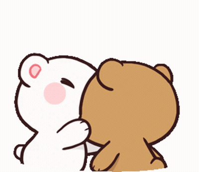 Two Teddy Bears Kissing With Hearts GIF