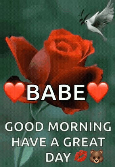 Two Teddy Bears Laying On Bed Saying Good Morning Babe GIF