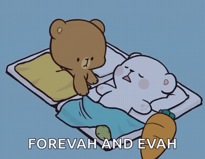 Two Teddy Bears On Bed Forevah And Evah GIF