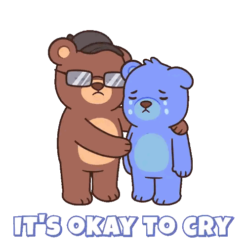 Two Teddy Bears Saying It's Okay To Cry Sticker