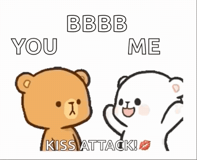Two Teddy Bears Saying Kiss Attack GIF