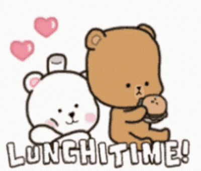 Two Teddy Bears Saying Lunchtime GIF