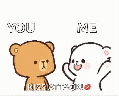 Two Teddy Bears Saying You Me Kiss Attack