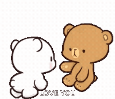 Two Teddy Bears Sitting And Talking GIF