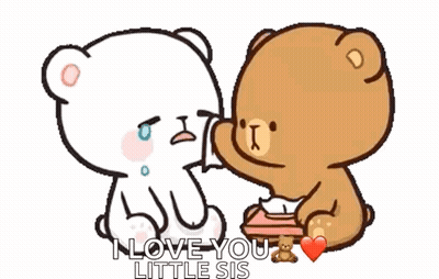 Two Teddy Bears Sitting Together One Crying GIF