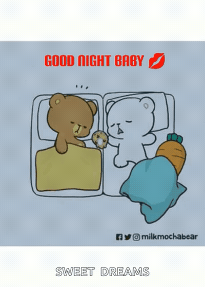 Two Teddy Bears Sleeping Good Night Baby Sweet Dreams GIF
