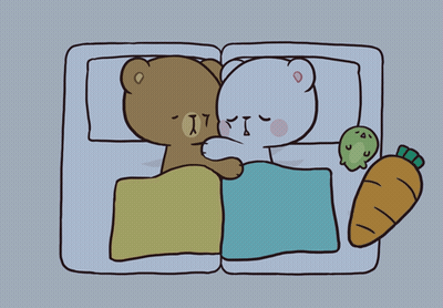 Two Teddy Bears Sleeping Next To Each Other GIF