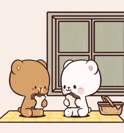 Two Teddy Bears Sleeping Next To Each Other GIF