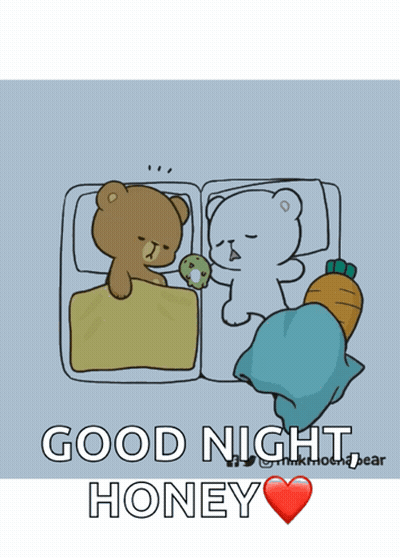 Two Teddy Bears Sleeping Saying Good Night Honey GIF