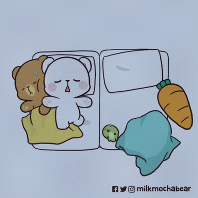 Two Teddy Bears Sleeping With Carrot GIF