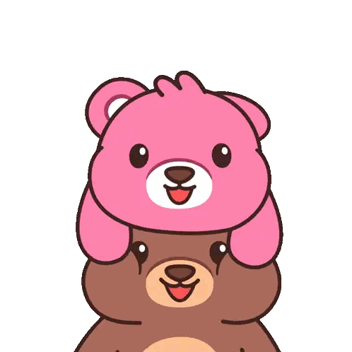 Two Teddy Bears Stacked On Top Of Each Other With A Pink Teddy Bear On Top Of A Brown Teddy Bear Sticker