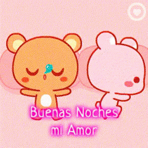 Two Teddy Bears Standing Next To Each Other With The Words Buenas Noches Mi Amor GIF