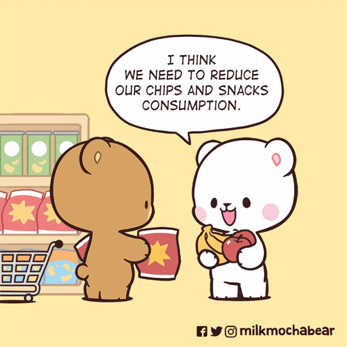 Two Teddy Bears Talking About Snacks GIF