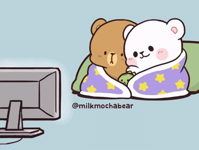 Two Teddy Bears Watching TV GIF