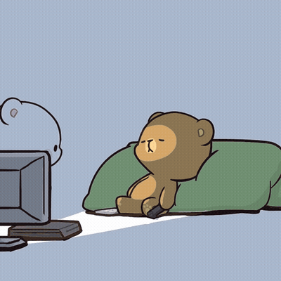 Two Teddy Bears Watching TV GIF