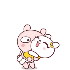 Two Teddy Bears With Flying Hearts Sticker