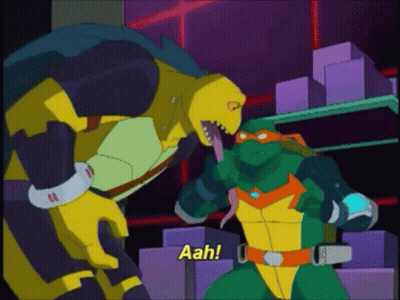 Two Teenage Mutant Ninja Turtles Saying Aah GIF