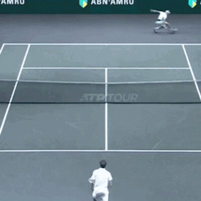 Two Tennis Players On Court With ATPTour On Net GIF