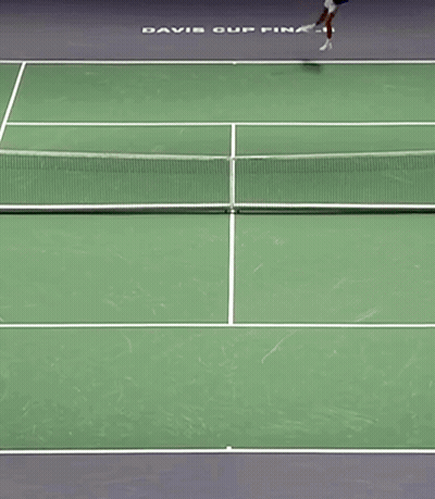 Two Tennis Players Playing On Court With Davis Cup Sign GIF